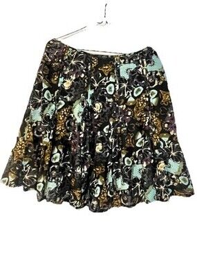 J Jill Floral Midi Skirt Colton And Silk Blend Petite 10p. (medium)
